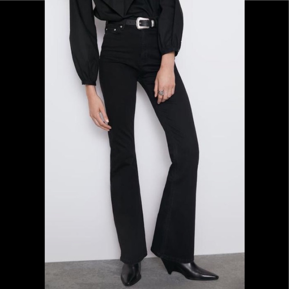 Zara high waist flare button jeans
